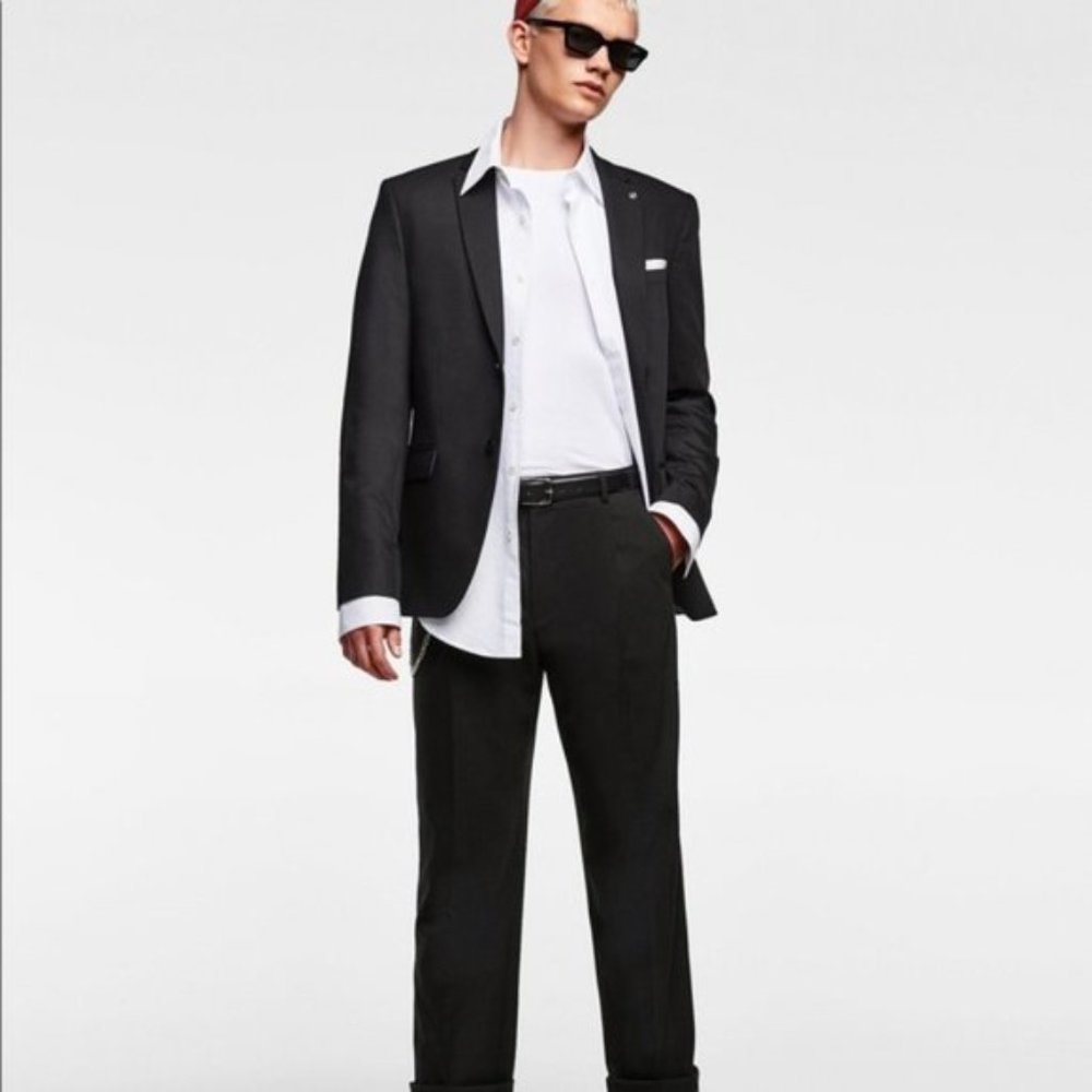 NWT Zara MAN Black Slim Fit Suit Blazer